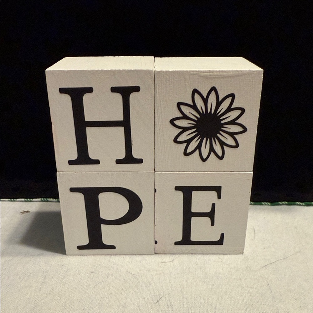 White Block Decor with 4 designs and 4 words